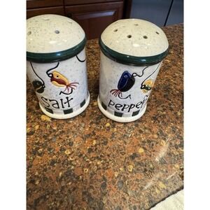 Vintage Ceramic Fishing Lure Salt and Pepper Shakers Set Speckled Cabin Pottery